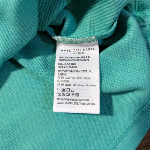 New American Eagle long sleeve baby tee mock neck green size small - Picture 9 of 14